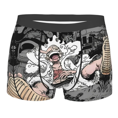 Boxershorts – One Piece-collage i svartvitt