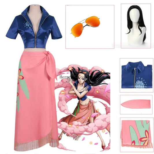 One Piece-cosplaydräkt – Boa Hancocks outfit (piratkejsarinnans klänning)