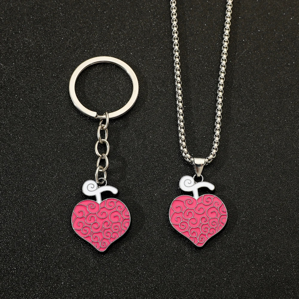 One Piece Keychain – Trafalgar Law Pink Heart Necklace