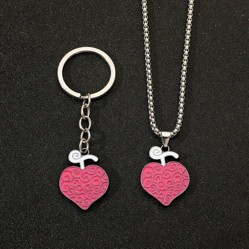 One Piece Keychain – Trafalgar Law Pink Heart Necklace