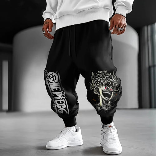 One Piece Joggers - Luffy Portrait & Manga Design (Black)