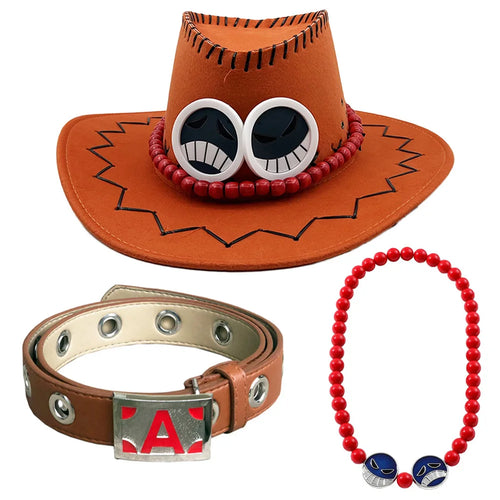 One Piece Ace Cosplay Set – Hat, Belt, and Necklace