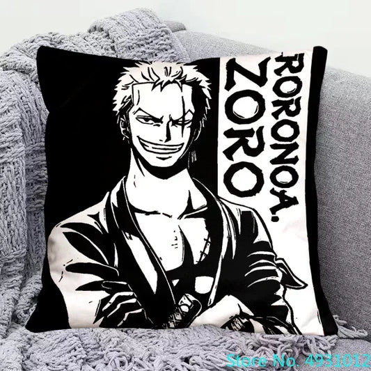 One Piece Cushion Cover - Roronoa Zoro (Black & White Portrait)