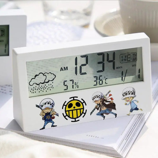 Cyfrowy budzik One Piece – Trafalgar Law i Luffy (biały)