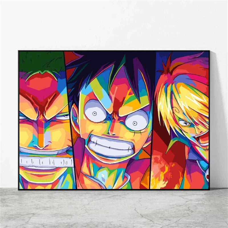 One Piece Pop Art Canvas - Straw Hat Crew Combat Triptych