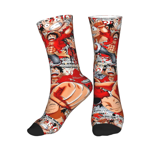 One Piece Socks - Red Luffy Collage