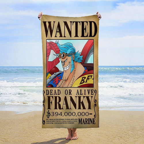 One Piece Beach Towel - Wanted Franky (Iron Pirate)