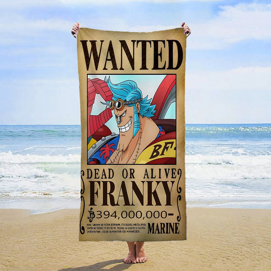 Ręcznik plażowy One Piece – Wanted Franky (Iron Pirate)