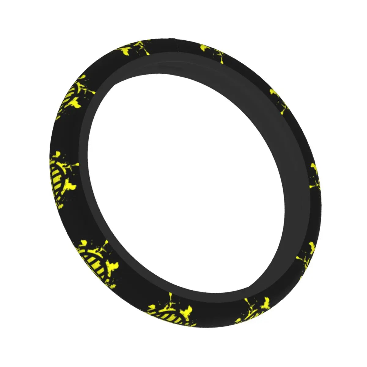 One Piece Car Steering Wheel Cover – Fluorescent Yellow Pirate Patterns