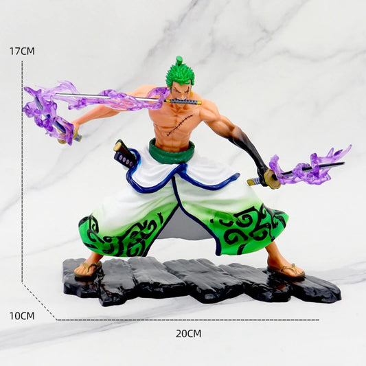 Figurka One Piece — Roronoa Zoro, technika trzech mieczy (zielona aura)