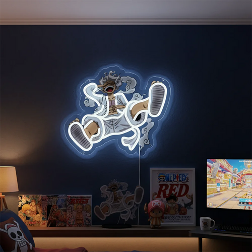 One Piece Neon Lamp - Luffy Gear 5 Bright White Awakening