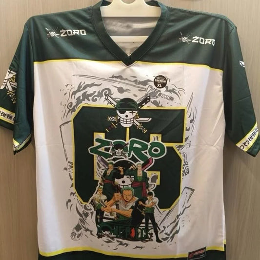 Koszulka piłkarska One Piece Roronoa Zoro – wzór „King of Hell” (zielono-czarna)