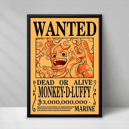 One Piece Wanted-affisch – Monkey D. Luffy (Klassisk vintage)