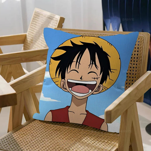 One Piece kuddfodral – porträtt av den leende Monkey D. Luffy