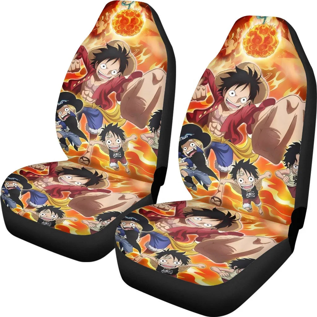 Set of 2 One Piece Seat Covers - Luffy & Friends Group Scene