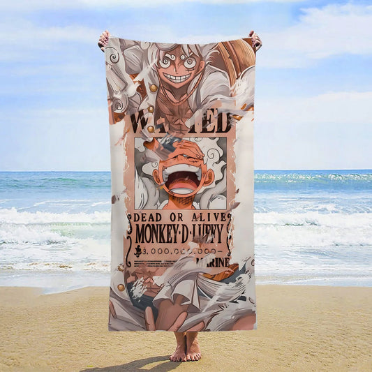One Piece Beach Towel - Wanted Monkey D. Luffy Gear 5
