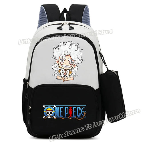 Plecak One Piece – Czarno-biały rysunek chibi Monkeya D. Luffy’ego