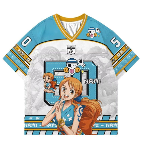 Oversized One Piece T-shirt med Nami – blå sportjersey
