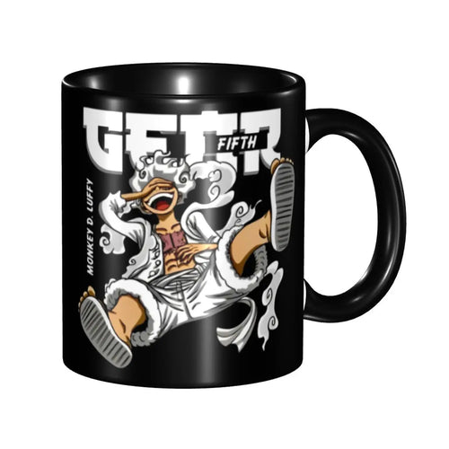 Kubek One Piece – szkic Gear 5 Nika i drewniane wykończenie