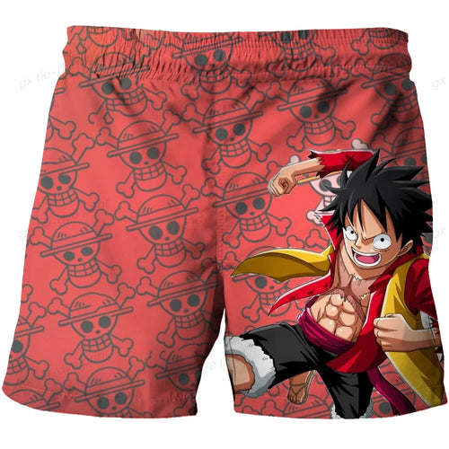 Jednoczęściowe kąpielówki One Piece – motyw kwiatów wiśni i Luffy’ego (czerwony)