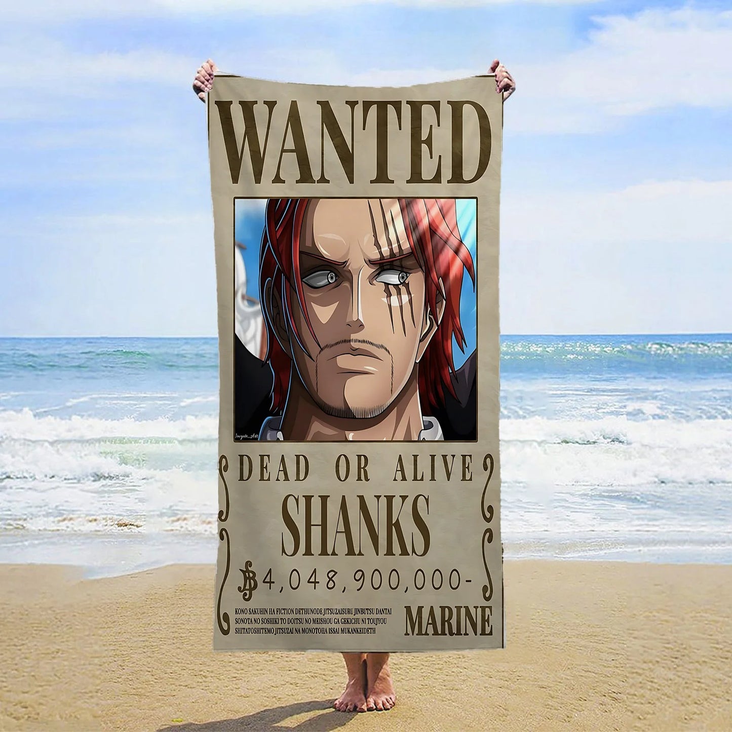 One Piece Beach Towel - Wanted Shanks the Red-Haired