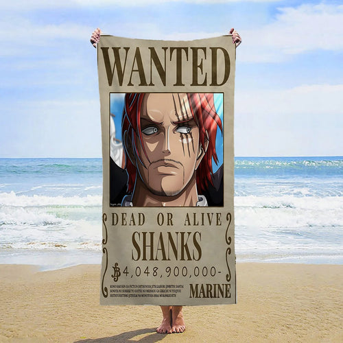 One Piece Beach Towel - Wanted Shanks the Red-Haired