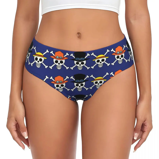 Women's One Piece Briefs – Crew Jolly Roger Design (Blue)
