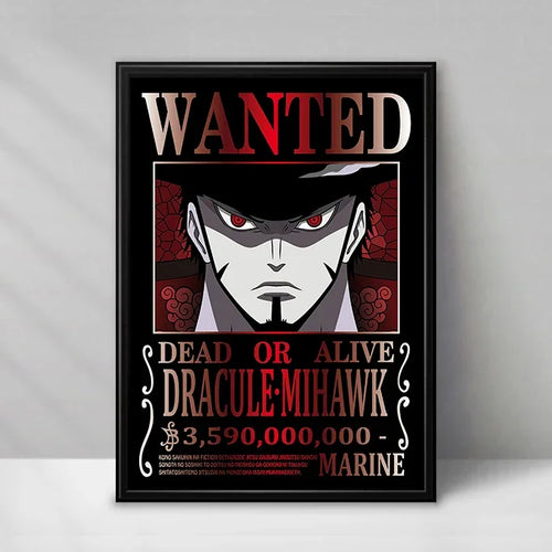 Plakat One Piece Wanted - Dracule Mihawk (Czarno-biały)