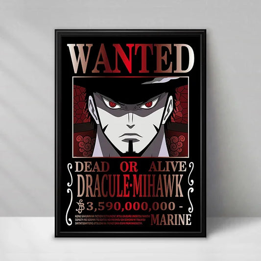 Plakat One Piece Wanted - Dracule Mihawk (Czarno-biały)