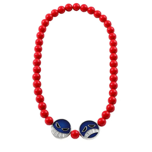 One Piece Ace Necklace – Red Beads and Smileys
