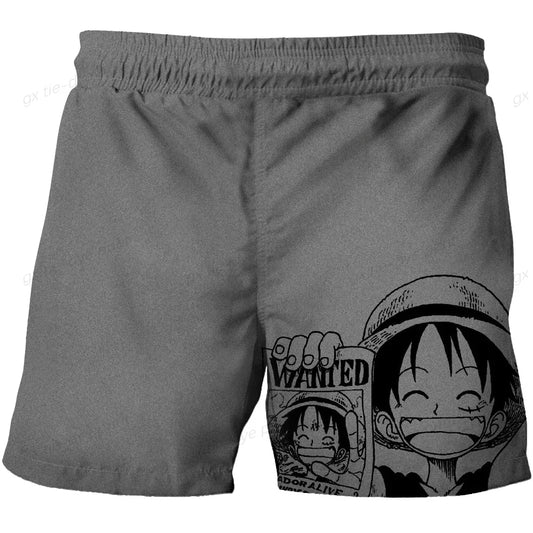 Jednoczęściowe kąpielówki One Piece – szary mangowy wzór z portretami załogi
