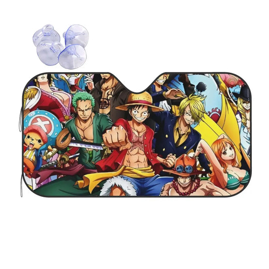 One Piece-frontrutesolskydd – klassiskt collage med besättningens ansikten