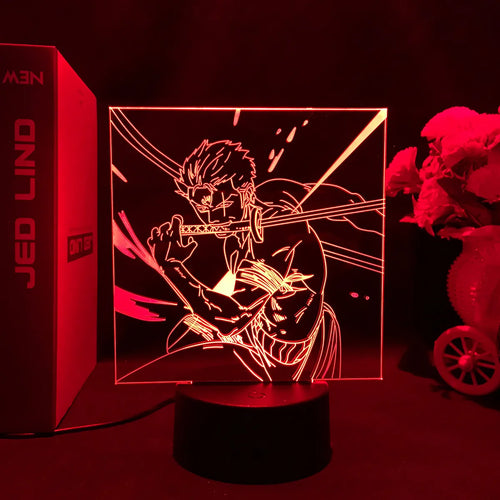 One Piece LED Night Light - Roronoa Zoro Wanted Poster (Red)