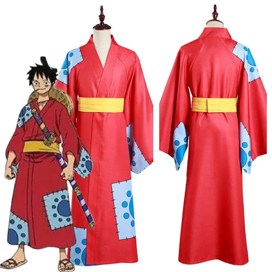 One Piece-cosplaydräkt – Monkey D. Luffys kimonoklädsel (Wano)