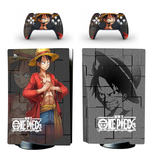 One Piece PS5 Stickers - Classic Black-and-White Luffy Portrait