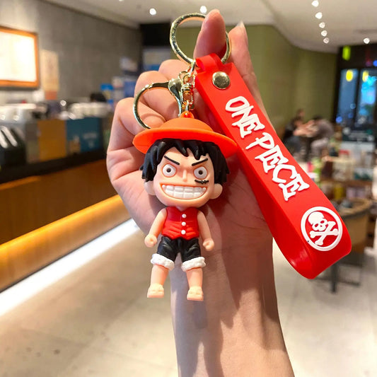 One Piece Cartoon Keychain – Luffy with Red Background