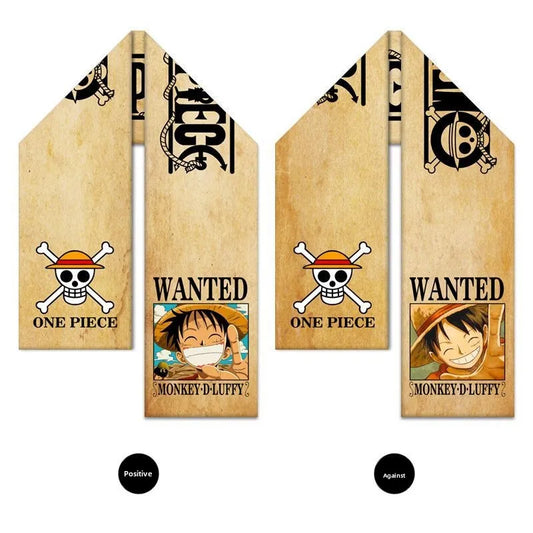 Szalik One Piece – Monkey D. Luffy z plakatu „Wanted” w słomkowym kapeluszu
