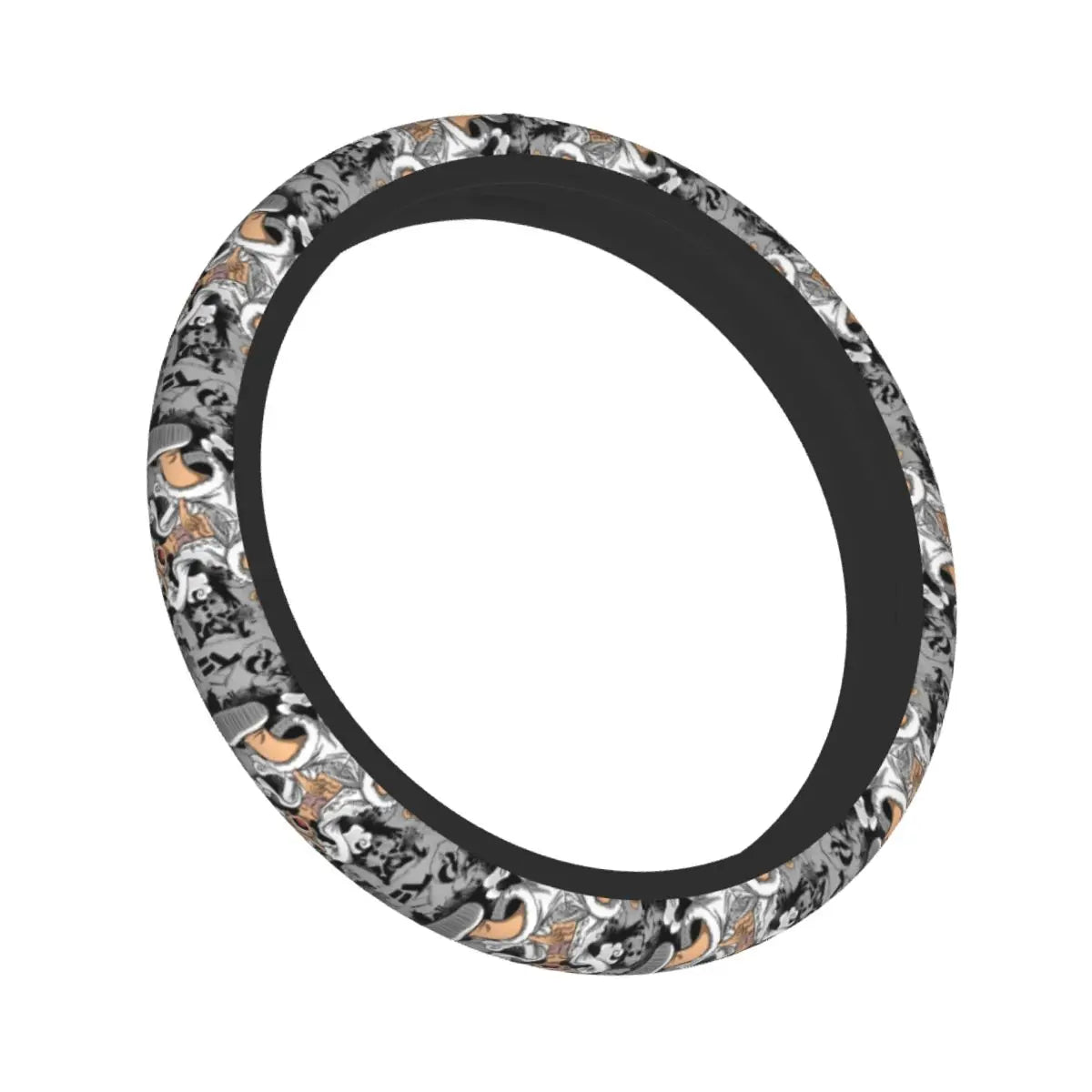 One Piece Car Steering Wheel Cover – Monochrome Manga Collage
