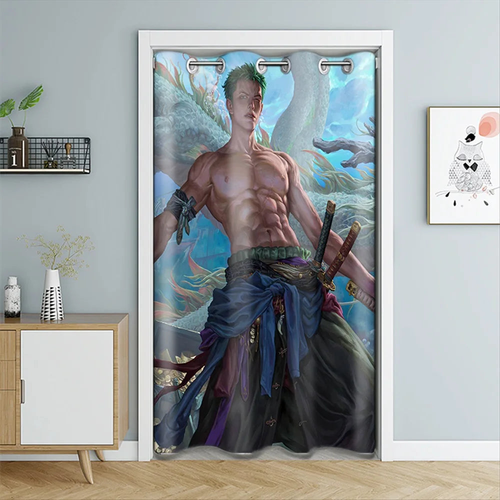One Piece Door Curtain - Roronoa Zoro Bare-Chested (Wano Kuni Style)