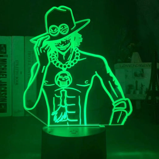 Lampka nocna LED One Piece – Portgas D. Ace, ognista pięść (zielona)