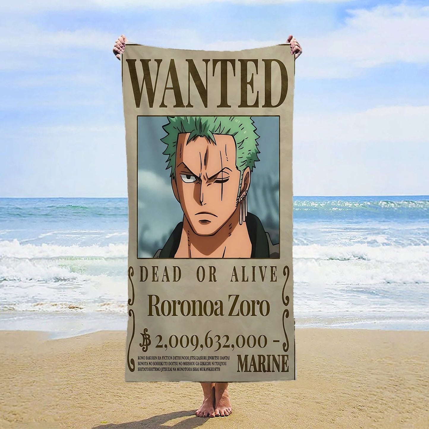One Piece Beach Towel - Wanted Roronoa Zoro (New World)