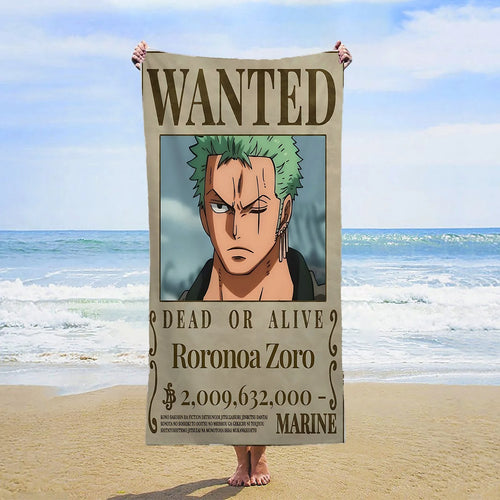 One Piece Beach Towel - Wanted Roronoa Zoro (New World)