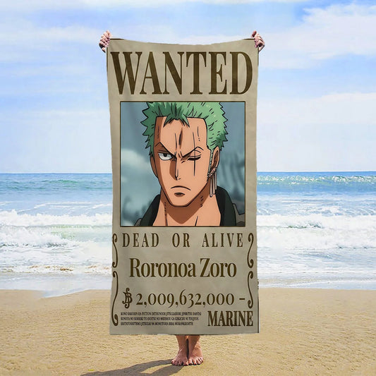 One Piece Beach Towel - Wanted Roronoa Zoro (New World)