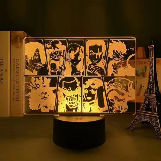 Lampka nocna LED One Piece – kolaż załogi Mugiwara (żółta)