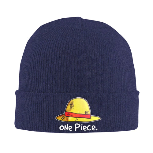One Piece Beanie - Navy Embroidered Cuff