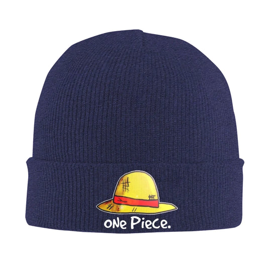 One Piece Beanie - Navy Embroidered Cuff