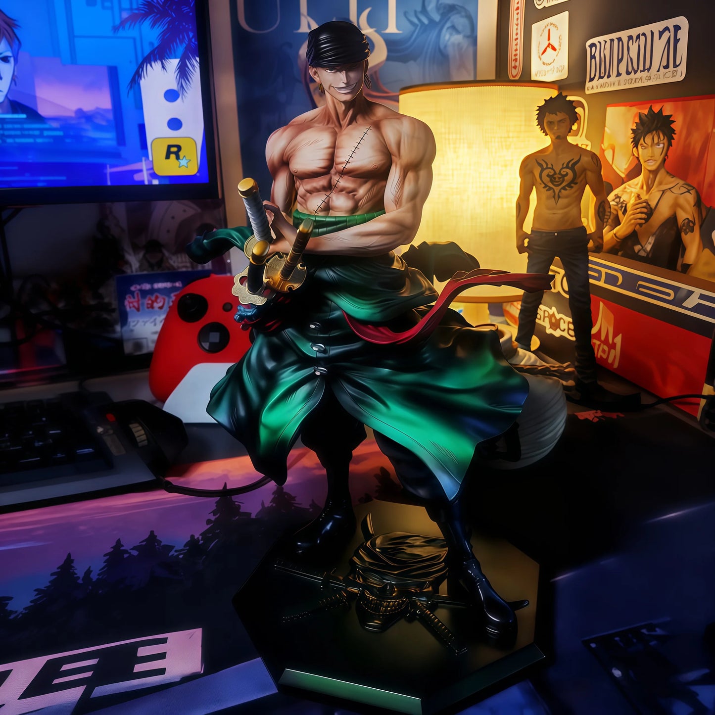Premium One Piece Statue - Roronoa Zoro Wano Style (LED/Aura Effects)