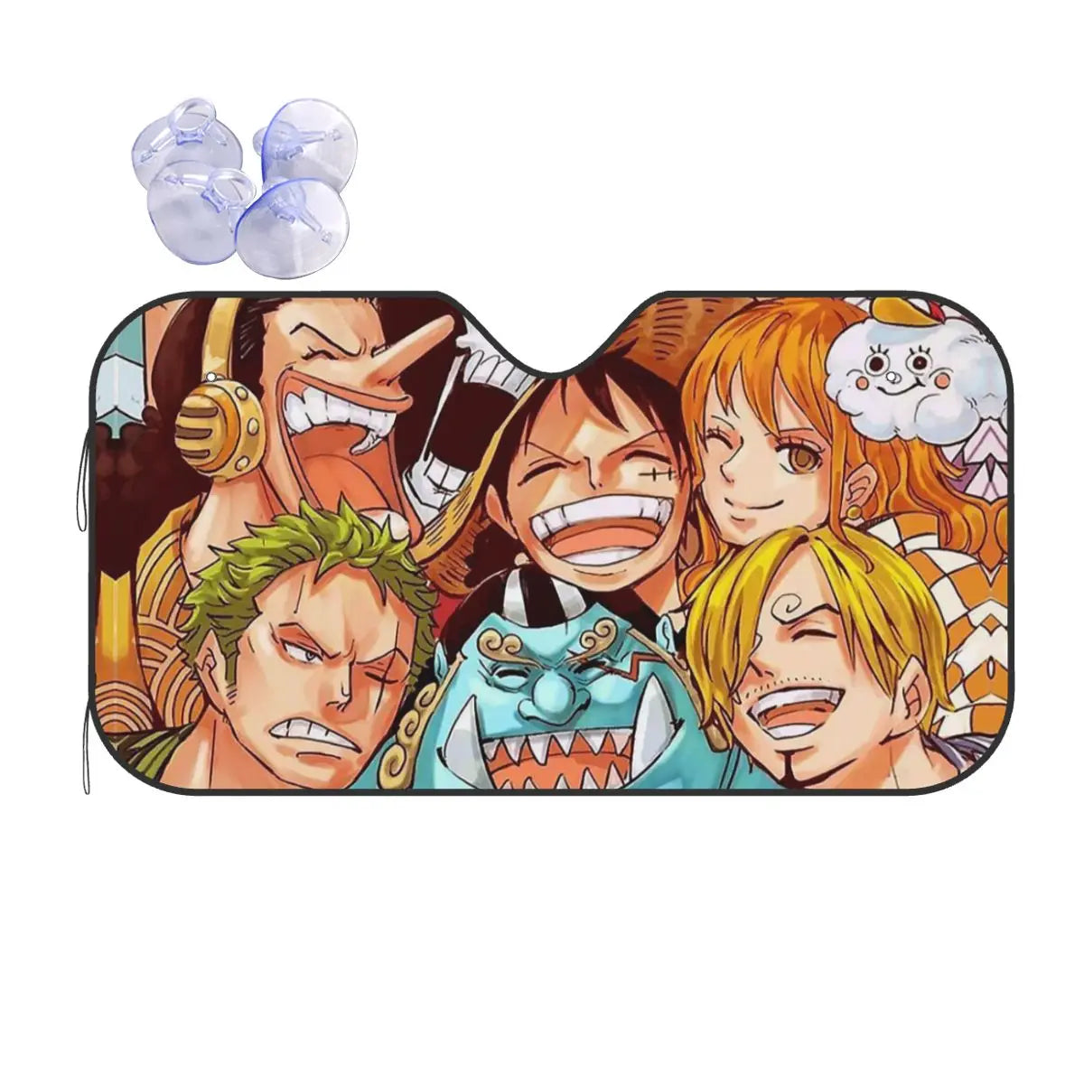 Bilsolskydd One Piece – illustration av besättningen i Wano-stil