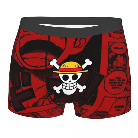 One Piece Boxer Briefs – Skull & Crossbones Logo (Red)