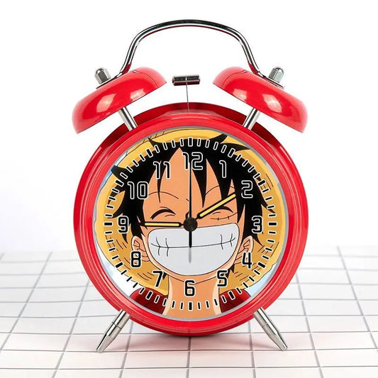 One Piece retroväckarklocka – leende Luffy (röd modell)